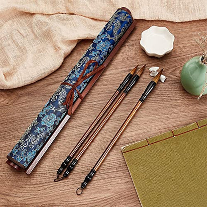 PH PandaHall 4pcs No Ink Chinese Calligraphy Set Reusable Water Writing Magic Cloth Scrolls Chinese Traditional Calligraphy Writing Brushes Pens for Beginners Professional Practice Chinese New Year