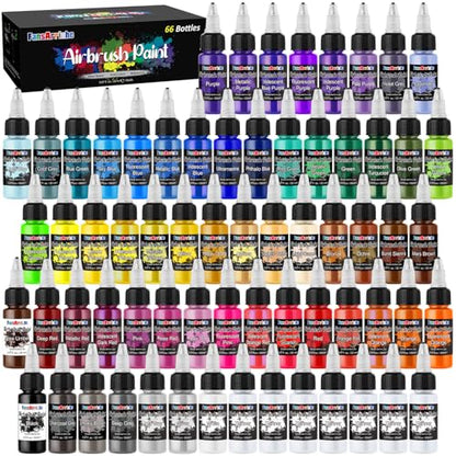 FansArriche Airbrush Paint, 59 Colors with 7 Thinners, 20 ml/Bottle | Acrylic Air Brush Painting Set, Ready to Spray Water-Based Opaque & Neon & Iridescent Airbrush Kit for Artists - color: 59 Colors with 7 Thinnners