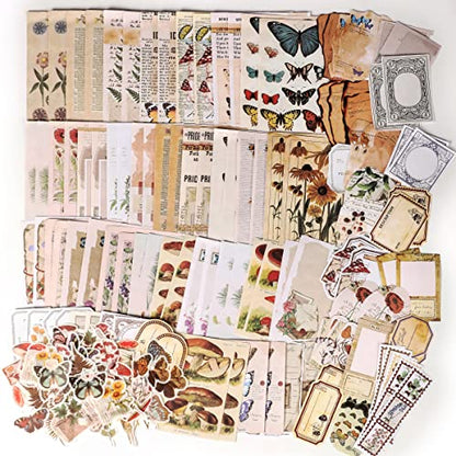 EWPJDK 200 PCS Vintage Scrapbook Supplies for Junk Journal | DIY Paper Stickers Ephemera Pack for Art Journaling, Bullet Craft, Collage, Aesthetic Gift