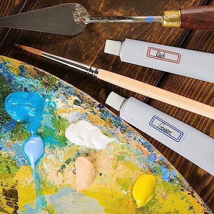 Qeeenar 24 Pcs Empty Aluminum Paint Tubes 20 ml Paint Tubes for Making Paint and Store Remaining Paint Acrylic Oils Watercolor Gouaches, with 2 Sheets Self Adhesive Label