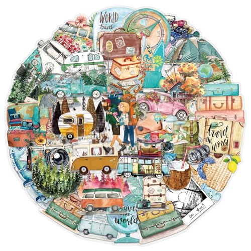 50Pcs Vintage Stickers,Waterproof Transparent PET Aesthetic Decorative Sticker Scrapbooking Supplies for Adult Card Making Letters Planner Journaling Junk Journal DIY Water Bottles Art Craft.Car - color: Car