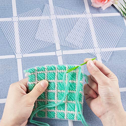 Pllieay 5 Pcs 7 Count Plastic Mesh Canvas Sheets, Eye Mesh for Embroidery | for Acrylic Yarn Crafting, Knit and Crochet PAquarium Dividers(10.2 x 13.2 inch, with 4 Pieces Weaving Needles) - color: 5Pcs