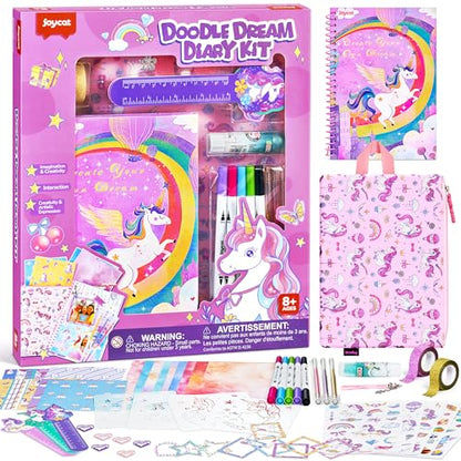 JoyCat DIY Journal & Scrapbook Kit for Girls Ages 8-12 with Storage Bag | Storage bag keeps diary and scrapbook supplies together for journaling, travel and creative play