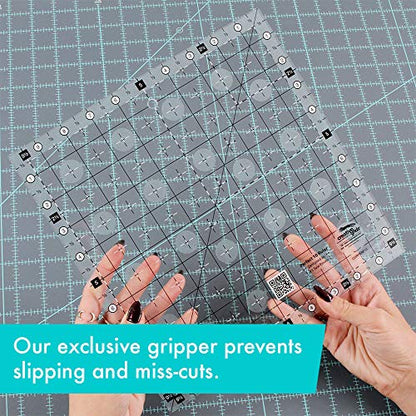 Creative Grids Perfect 10 Quilting Ruler – CGRPERF10 – Made in USA, 10in x 10in Square, Non-Slip Grip Acrylic Quilting, Sewing, Crafting, Patchwork Ruler for Measuring & Cutting Fabric