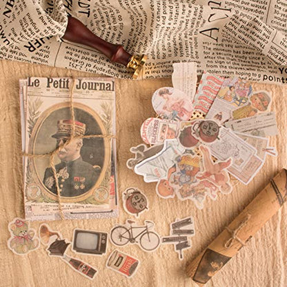 200Pcs Vintage Scrapbook Stickers, Aesthetic Junk Journal Stamping Supplies Kit, Scrapbooking Ephemera Washi Paper for Bullet Journaling Planners Diary Collage (Nostalgic) - style: Nostalgic
