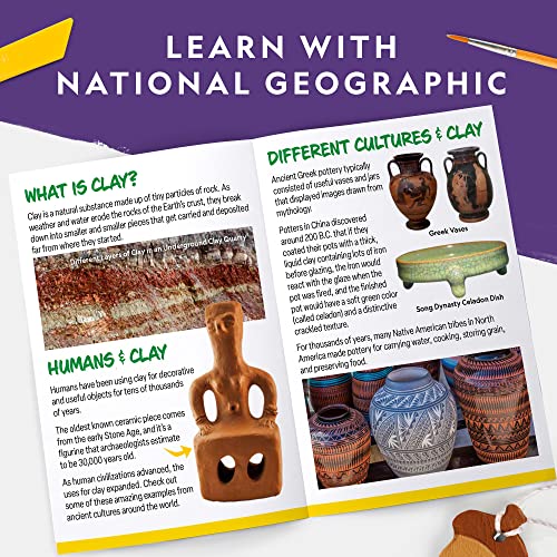 National Geographic Mega Arts and Crafts Activity Kit for Kids Ages 8-12 | Mosaic Art, Marbling Paint and Air-Dry Clay, 3 Craft Kits, 19 Art Projects, 100+ Components, Creative Birthday Gift - style: Clay, Mosaic & Paint Marbling Kits