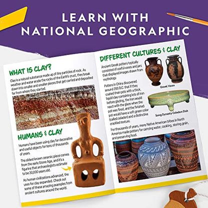 National Geographic Mega Arts and Crafts Activity Kit for Kids Ages 8-12 | Mosaic Art, Marbling Paint and Air-Dry Clay, 3 Craft Kits, 19 Art Projects, 100+ Components, Creative Birthday Gift - style: Clay, Mosaic & Paint Marbling Kits