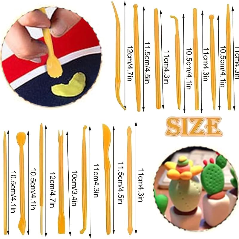 22Pcs Clay Modeling Tool Set, Dual-Ended Plastic Clay Sculpting Tools with Yellow Handles, Multi-Shape Polymer Clay Carving Knives for Pottery, Ceramic & DIY Crafts - color: 22Pcs-Yellow