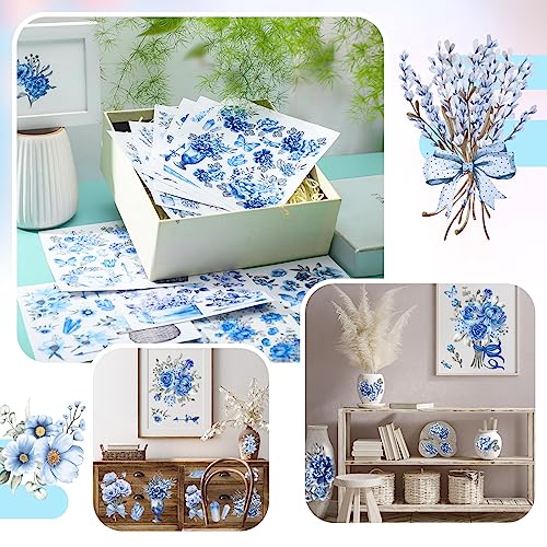 BBTO 12 Sheets Rub on Transfers for Crafts Wood Furniture DIY, 5.5" x 5.7" - style: Vivid Flower