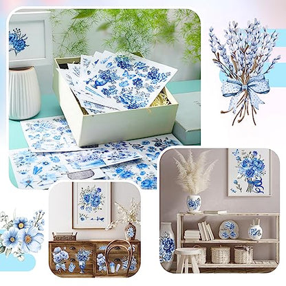 BBTO 12 Sheets Rub on Transfers for Crafts Wood Furniture DIY, 5.5" x 5.7" - style: Vivid Flower