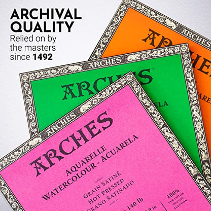 Arches Watercolor Paper Block, Hot Press, 7.9" x 7.9", 140 pound - size: 7.9"x7.9", style: Hot Press