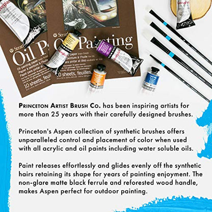 Princeton Artist Brush Aspen, Glare-Free Plein-Art Brush for Acrylic & Oil, Series 6500 Bright White Synthetic, Size 12 - color: Bright, size: Size 8