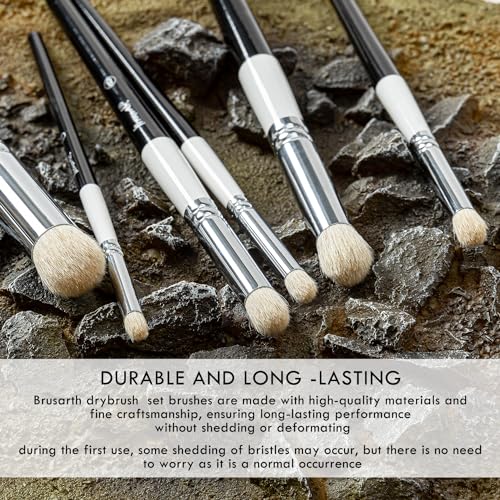 Brusarth Dry Brush Miniature Painting Set, Hobby Detail Paint Brush - size: 6 Pieces
