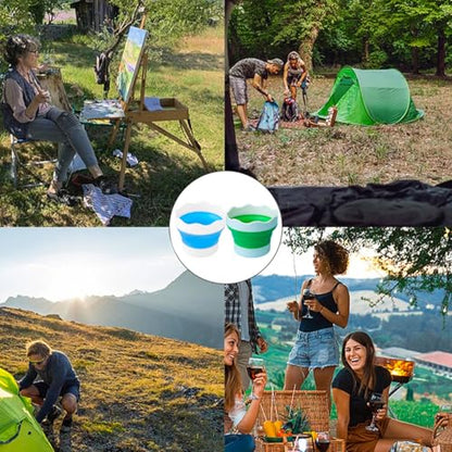 4 PCS Collapsible Paint Brush Washer Multifunctional Collapsible Bucket Foldable Water Cup Portable Silicone Washing Bucket Brush Holder Mini Foldable Washing Buckets for Watercolor Oil Painting - color: Blue, Green