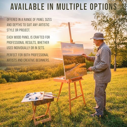 U.S. Art Supply 12" x 12" Unfinished Cradled Wood Panels for Painting, Studio 3/4" Deep (3 Pack) - Artist Depth Birch Wooden Wall Canvases - Mixed-Media Craft, Acrylic, Oil, Encaustic, Paint Pouring - size: 12" x 12", style: Square