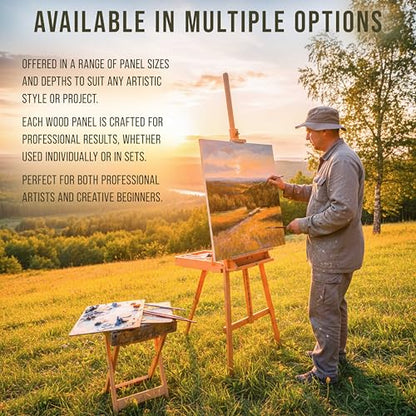 U.S. Art Supply 12" x 12" Unfinished Cradled Wood Panels for Painting, Studio 3/4" Deep (3 Pack) - Artist Depth Birch Wooden Wall Canvases - Mixed-Media Craft, Acrylic, Oil, Encaustic, Paint Pouring - size: 12" x 12", style: Square