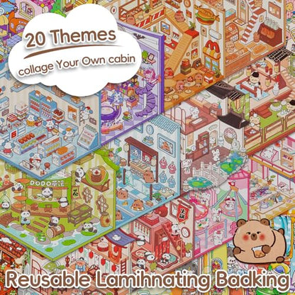 3D Sticker Scene Book | Repositionable, DIY Miniature Art Kit, Peel & Stick Activity, Creative Focus - color: Basic Sticker Book | 50 Pages, 20 Scenes (7.7x5.4in)