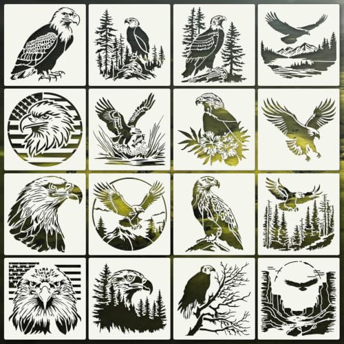 Eagle Stencils for Crafts Reusable 16Pcs Stencils(6X6 Inch) - color: Eagle 2