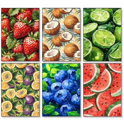 Okarina 6 Pack Paint by Numbers Kit for Adults & Beginners, Fruit Designs | Paint by Number Kits on Canvas without Frame, 10x14 Inch, DIY Painting Kit for Home Wall Decor, Gifts for Women & Men - color: OP6NFUS2504-04