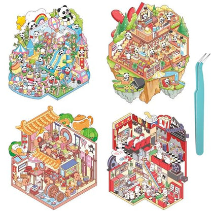 SSNLNBF DIY 3D House Sticker Book Reusable Craft Kit - style: sty-05