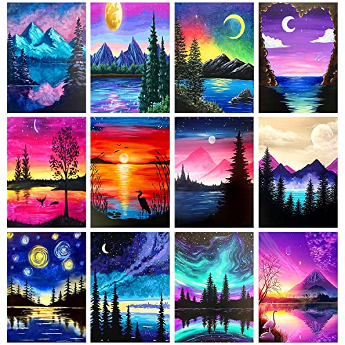 TINY FUN 12 Pack Diamond Painting Kits for Adults 5D Diamond Art Kit Paint by Number for Beginners, DIY Paint with Round Full Drill Diamonds Paintings Gem Art for Home Wall Decor Gift (12X16 Inch - color: 12PC-F066-F077
