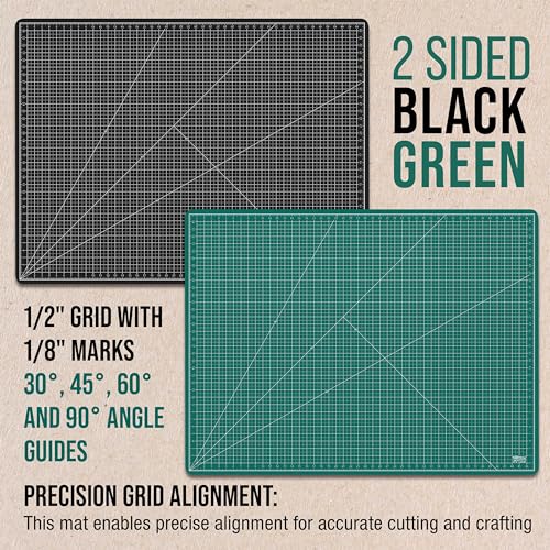 U.S. Art Supply 36"x48" Self-Healing Cutting Mat 5-Ply Green/Black | Double-Sided Green/Black Craft Mat, Non-Slip Cutting Mats for Crafts, Sewing, Quilting, Scrapbooking - color: Green/Black