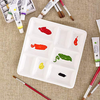 VanEnjoy White Square Ceramic Artist Paint Palette,Porcelain Watercolor Palette,Ceramic Mixing Tray for Watercolor Gouache Painting