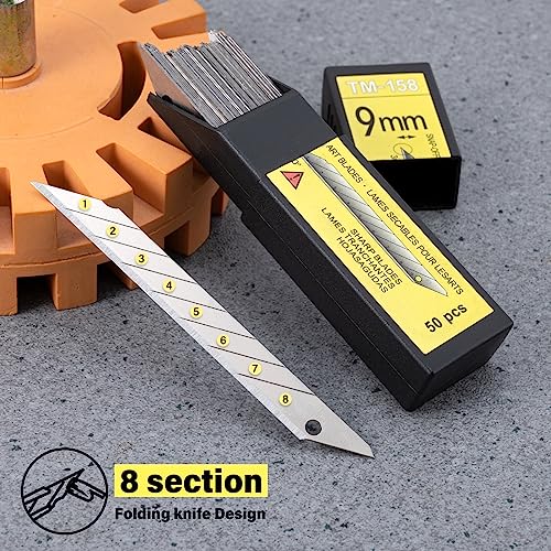 Gomake 100pcs Knife Replacement Blades, 30 Degree Carbon Steel 9mm Snap Off Blades for Retractable Cutting Knives, Hobby, Craft Knife, Box Cutter