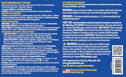 General Finishes High Performance Water Based Topcoat, 1 Pint, Semi-Gloss - color: Semi-Gloss, size: 1 Pint