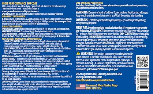 General Finishes High Performance Water Based Topcoat, 1 Quart, Semi-Gloss - color: Semi-Gloss, size: 1 Quart