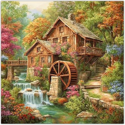 Gemozaic Rustic Cabin Paint by Numbers Kit for Adults, 16 x 16 in, Unframed - color: MT22996