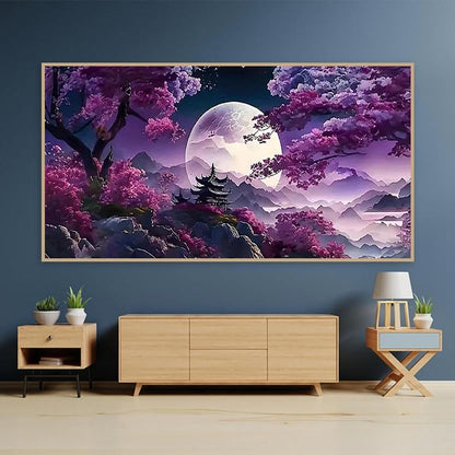 BOHADIY 5D Large Diamond Art Painting,Moon Diamond Painting Kits for Adults,DIY Full Drill Mountain Crystal Rhinestone Arts and Crafts,Tree Gem Art Painting with Diamond Home Wall Decor27.5 X 15.7inch