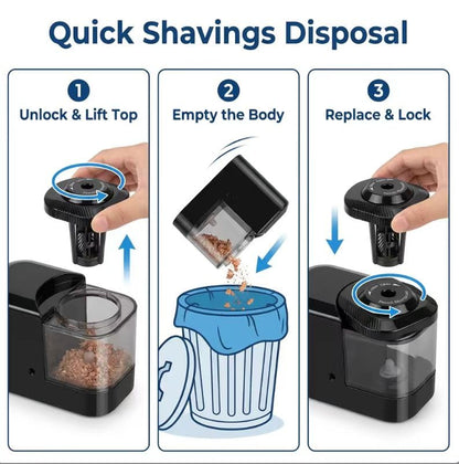 Dual Power Electric Pencil Sharpener Black, Heavy-Duty Helical Blade