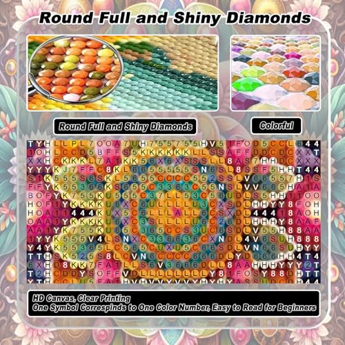 EIBEILI Diamond Art Kits for Adults Mandala Flower Diamond Painting Kits | Round Drill Mandala Diamond Painting for Adults DIY Rhinestone 5D Diamond dots(Gemstone Craft)Home Wall Art Gift 12x16IN - color: DP03797