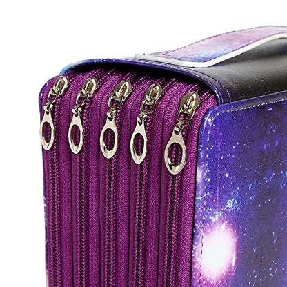 250 Slots Pencil Case 5-Layer Zipped Holder w/Handle - color: Purple, size: 250