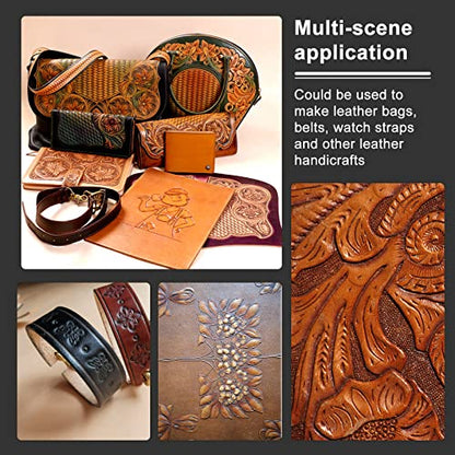 Wonvoc 21 Pcs Leather Stamp Set, Leather Stamping Kit with 20 Patterns - color: Black