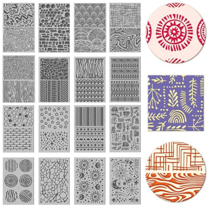 CHGCRAFT 16 Sheets 16 Styles Natural Knitted Texture Polymer Clay Texture Mat Sun Moon Stars Modeling Pattern Pad Bohemian Texture Sheets for Polymer Clay Making Earrings Jewerly Tools, 4×2.6 inch - style: Natural Scenery