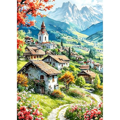 Ycydilirab Landscape Diamond Painting for Adults-5D Diamond Painting,European Town DIY Gem Painting Perfect for Relaxation and Home Wall Decor 12x16inch - color: landscape b, size: 12 x 16 in (1 Pack)