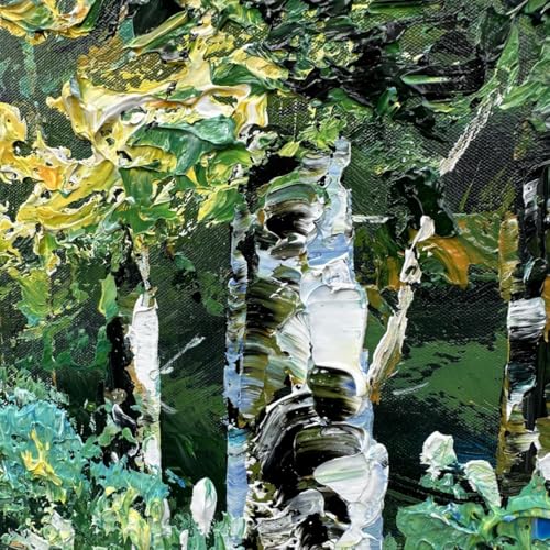 Alenoss Hand Painted Oil Painting on Canvas, Green Textured Wall Art | 28x40 inches Forest Painting for Living Room Bedroom - color: AL-B103