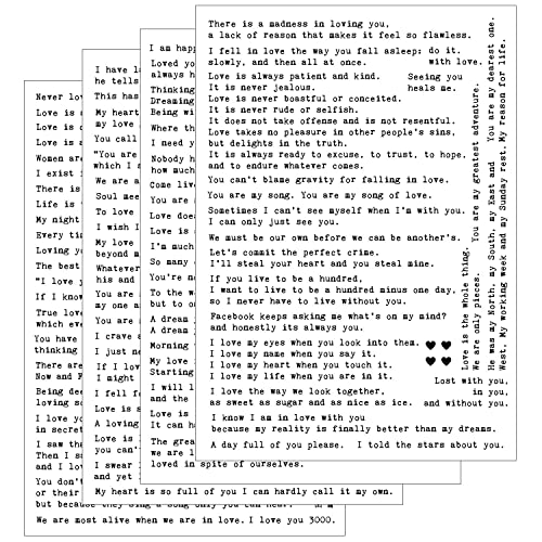 100+ Love Quotes Inspirational Motivational Scripts Planner Stickers Typewriter Style Sayings Letters Aesthetic Journal Diary Scrapbook Art Crafts Accessories 4 Sheets - style: Love Letters