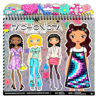 Fashion Angels Fashion Design Sketch Portfolio | Includes 40 Sketch Sheets, 4 Stencil Sheets & Stickers, Fashion Sketch Pad for Beginners & Kids Ages 6+ - color: Fashion Design