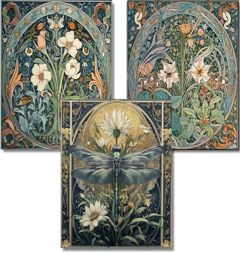 DAZZLEDOTS Diamond Art Kits for Adults, 3Pcs Floral Dragonfly Diamond Painting Kits for Beginner DIY 5D Full Drill Diamond Dots Crafts for Home Wall Decor Gifts 12x16 Inch - color: DD113