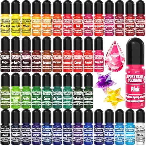 Epoxy Resin Color Pigment – 48 Vivid Colors Liquid Epoxy Pigment, Highly Concentrated, Translucent Resin Dye for Art, DIY, Jewelry & Crafts – Each 6ml/ 0.25 oz - color: 48 Colors-6ml
