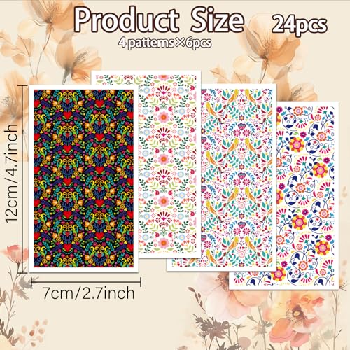 OLYCRAFT Mexican Traditional Pattern Clay Transfer Paper - 24 Pcs for Polymer Clay Jewelry Making - style: Mexican Pattern