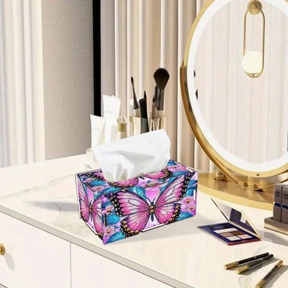 LSQFS DIY Diamond Art Tissue Box,Butterfly Ideal Gift for Craft Lovers - color: Pink Butterfly