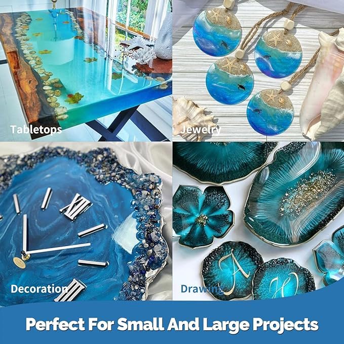 JANCHUN Epoxy Resin Kit 72oz, Bubble Free Crystal Clear Resin | Anti-Yellowing Self Leveling Easy Mix 1:1 Coating and Casting for Art Table Tops Molds Tumblers Crafts Jewelry DIY Gifts - size: 72 fl oz
