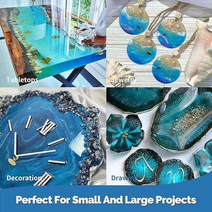 JANCHUN Epoxy Resin Kit 72oz, Bubble Free Crystal Clear Resin | Anti-Yellowing Self Leveling Easy Mix 1:1 Coating and Casting for Art Table Tops Molds Tumblers Crafts Jewelry DIY Gifts - size: 72 fl oz