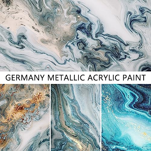 Silver-Gold Metallic Acrylic Paint Set Pearlescent Paints With Bottles, Art Supplies for Painting on Canvas, Parper, Wood, and DIY Projects (2fl oz 60ml) - color: Metallic Rococo