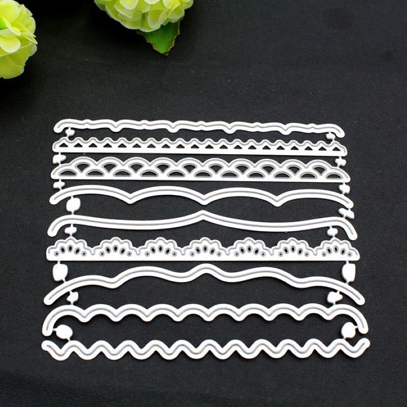 9 PCS Metal Embossing Lace Cutting Dies Metal Embossing Stencils for Card Making Scrapbooking Lace DIY Crafts Birthday Decor - style: Lace edge dies set