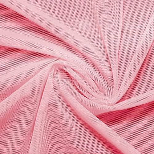 Power Mesh Fabric | 4-Way Stretch | Dancewear, Sportswear Fabric | 60" Wide | Lightweight, Sheer | 90% Nylon, 10% Spandex | for Sewing (5 Yards, Dusty Rose) - color: Dusty Rose, size: 5 Yards